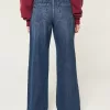 Low-Rise Dark Wash Comfort Waistband Baggy Jeans,Low-Rise Dark Wash Comfort Waistband Baggy Jeans