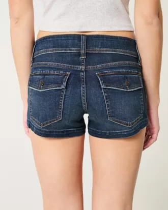 Low-Rise Dark Wash Denim Shortie Shorts,Low-Rise Dark Wash Denim Shortie Shorts