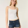 Low-Rise Dark Wash Denim Shortie Shorts,Low-Rise Dark Wash Denim Shortie Shorts