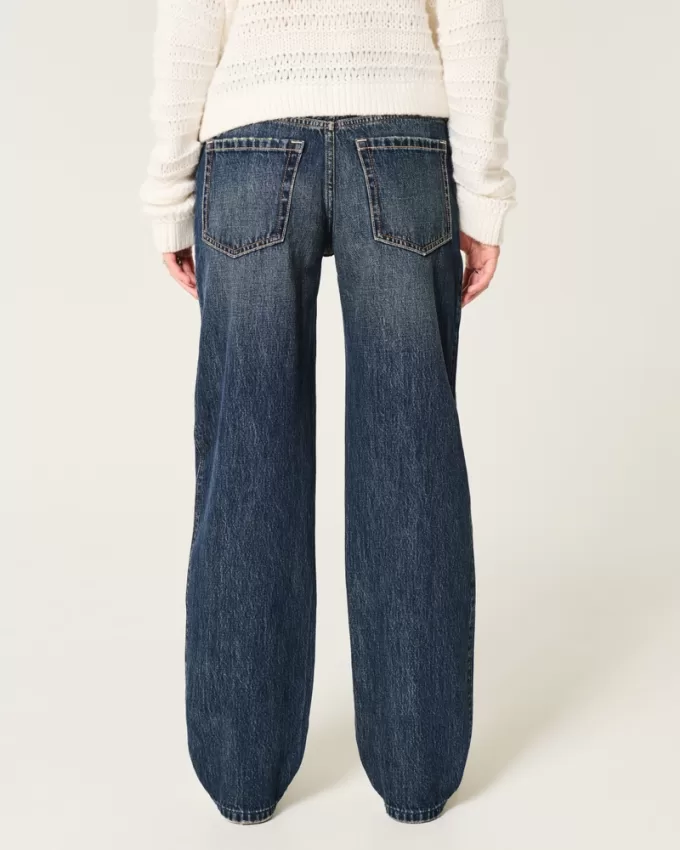 Low-Rise Dark Wash Loose Jeans,Low-Rise Dark Wash Loose Jeans