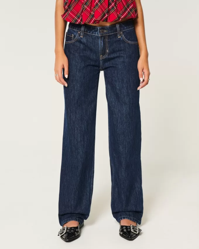 Low-Rise Dark Wash Loose Jeans,Low-Rise Dark Wash Loose Jeans