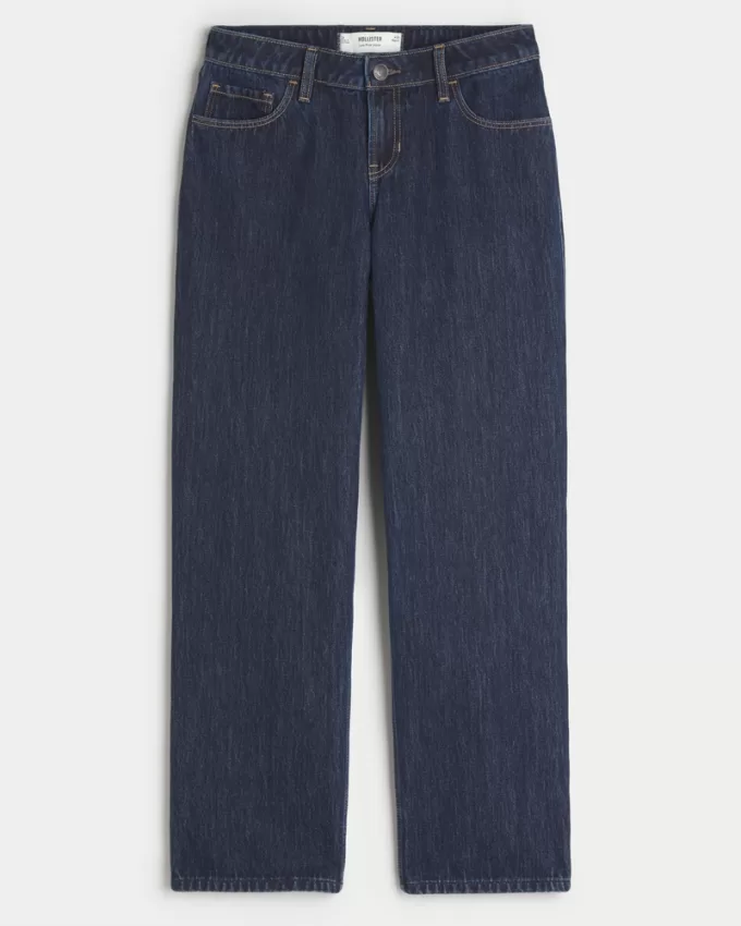 Low-Rise Dark Wash Loose Jeans,Low-Rise Dark Wash Loose Jeans