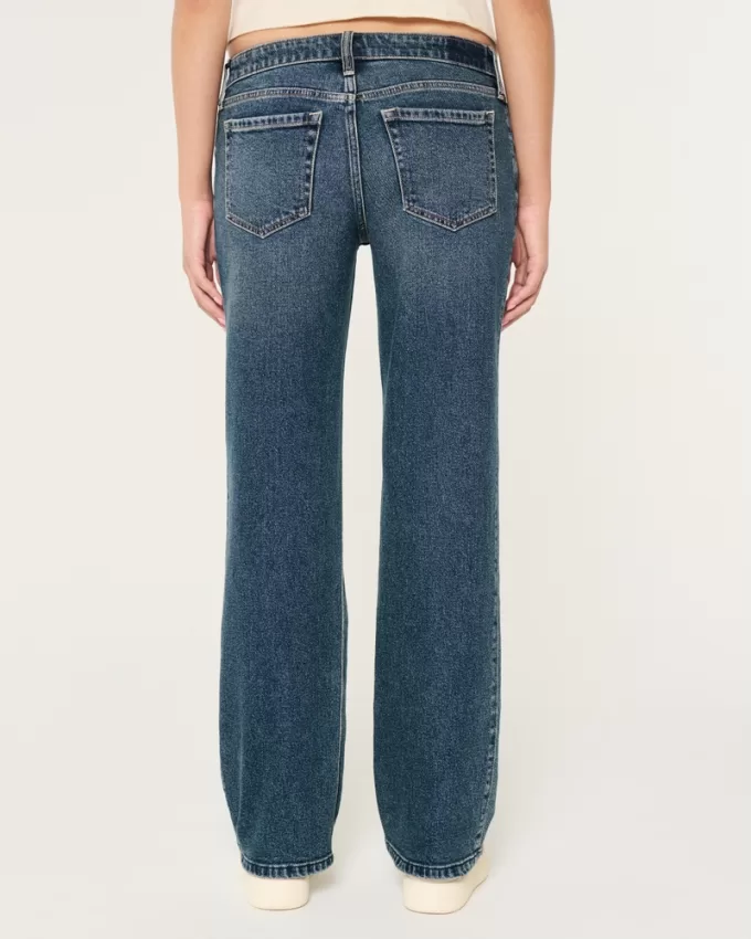 Low-Rise Dark Wash Relaxed Straight Jeans,Low-Rise Dark Wash Relaxed Straight Jeans