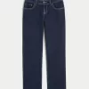 Low-Rise Dark Wash Straight Jeans,Low-Rise Dark Wash Straight Jeans
