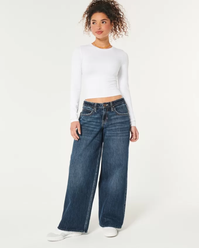 Low-Rise Dark Wash Super Baggy Jeans,Low-Rise Dark Wash Super Baggy Jeans