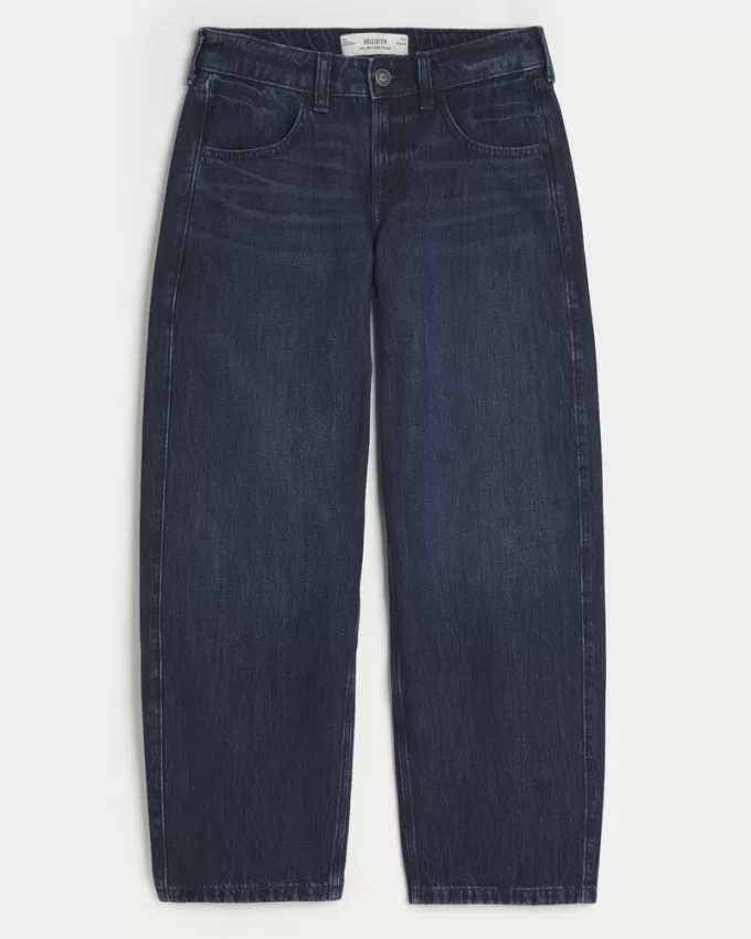 Low-Rise Dark Wash Tapered Baggy Jeans,Low-Rise Dark Wash Tapered Baggy Jeans