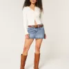 Low-Rise Denim Mini Skort,Low-Rise Denim Mini Skort
