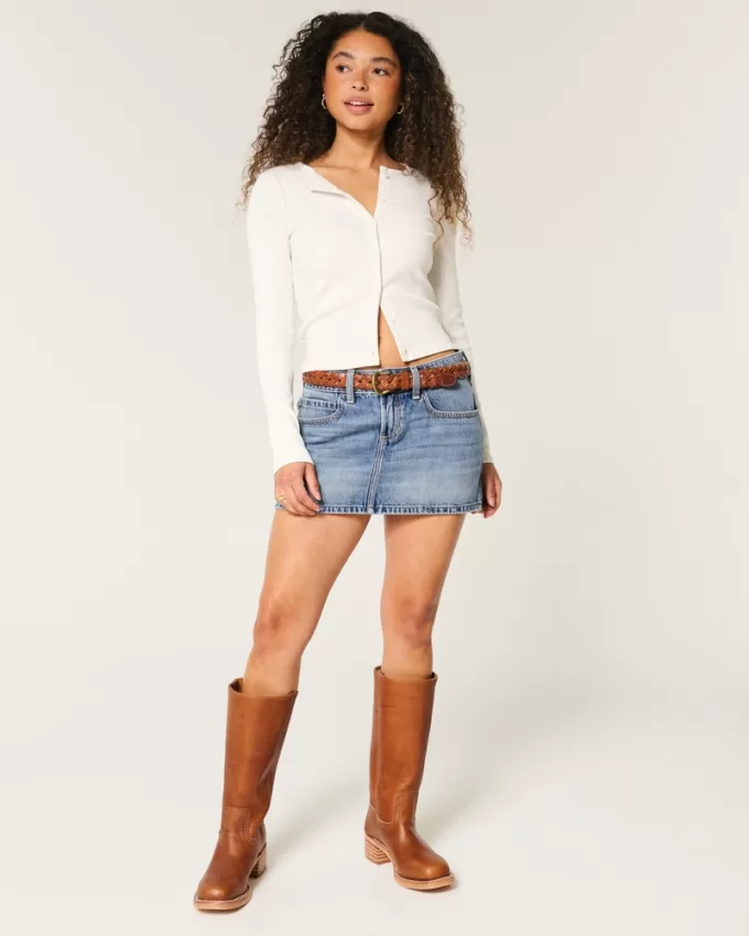Low-Rise Denim Mini Skort,Low-Rise Denim Mini Skort