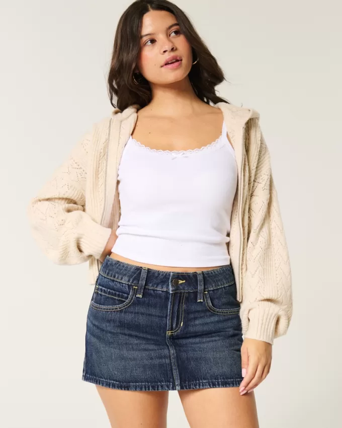 Low-Rise Denim Mini Skort,Low-Rise Denim Mini Skort