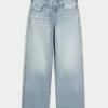 Low-Rise Distressed Medium Wash Baggy Jeans,Low-Rise Distressed Medium Wash Baggy Jeans