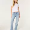 Low-Rise Distressed Medium Wash Relaxed Straight Jeans,Low-Rise Distressed Medium Wash Relaxed Straight Jeans