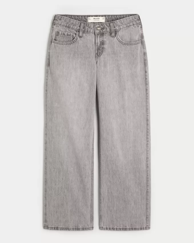 Low-Rise Grey Baggy Jeans,Low-Rise Grey Baggy Jeans