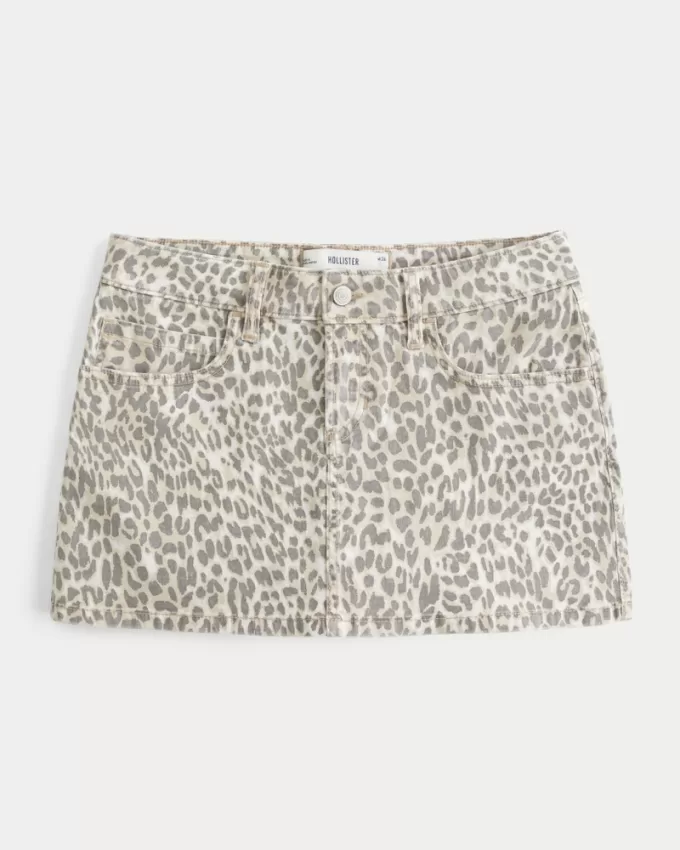Low-Rise Leopard Print Mini Skirt,Low-Rise Leopard Print Mini Skirt