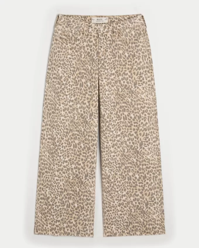 Low-Rise Leopard Print Super Baggy Jeans,Low-Rise Leopard Print Super Baggy Jeans