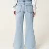 Low-Rise Light Wash Baggy Flare Jeans,Low-Rise Light Wash Baggy Flare Jeans