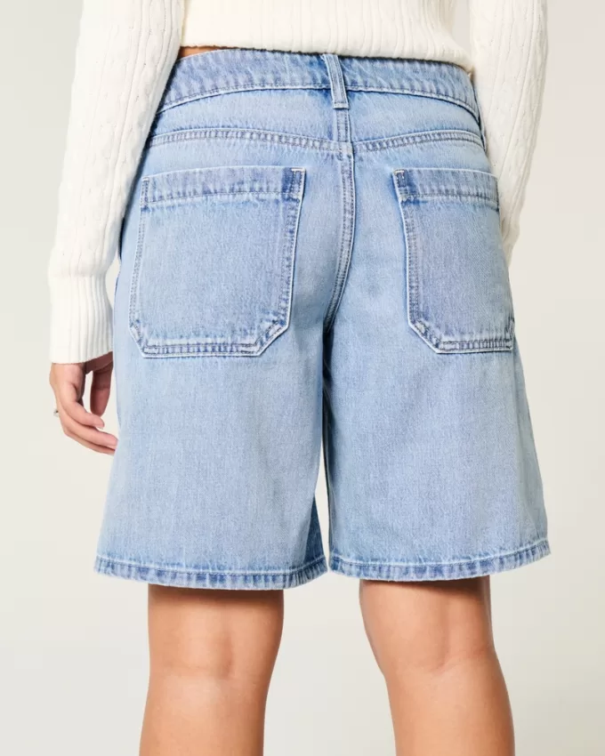 Low-Rise Light Wash Baggy Jort,Low-Rise Light Wash Baggy Jort