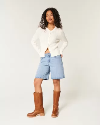 Low-Rise Light Wash Baggy Jort,Low-Rise Light Wash Baggy Jort