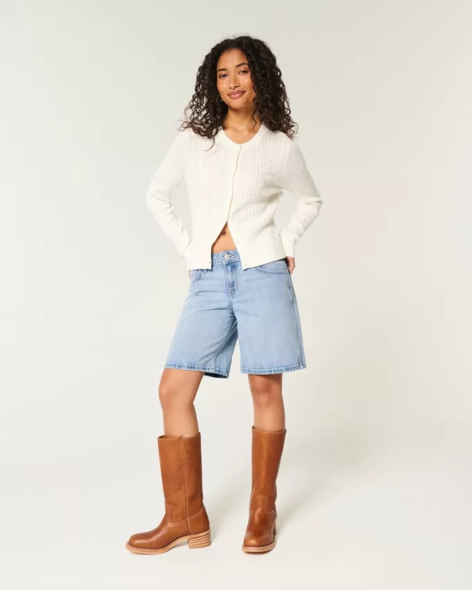 Low-Rise Light Wash Baggy Jort,Low-Rise Light Wash Baggy Jort