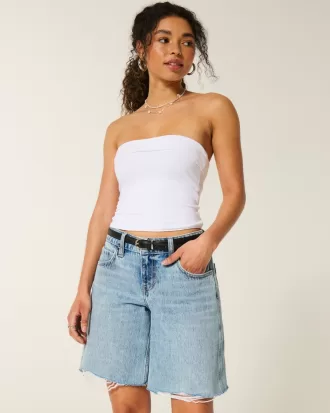 Low-Rise Light Wash Baggy Jort,Low-Rise Light Wash Baggy Jort