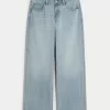 Low-Rise Light Wash Comfort Waistband Baggy Jeans,Low-Rise Light Wash Comfort Waistband Baggy Jeans