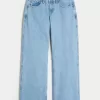Low-Rise Light Wash Foldover Waist Baggy Jeans,Low-Rise Light Wash Foldover Waist Baggy Jeans