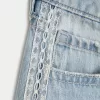 Low-Rise Light Wash Lace Stripe Super Baggy Jeans,Low-Rise Light Wash Lace Stripe Super Baggy Jeans