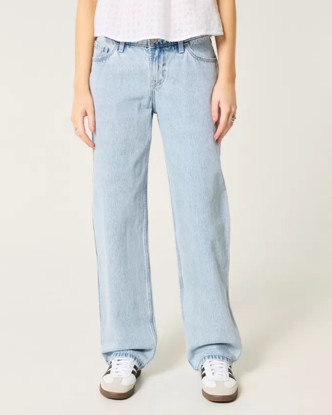 Low-Rise Light Wash Loose Jeans,Low-Rise Light Wash Loose Jeans