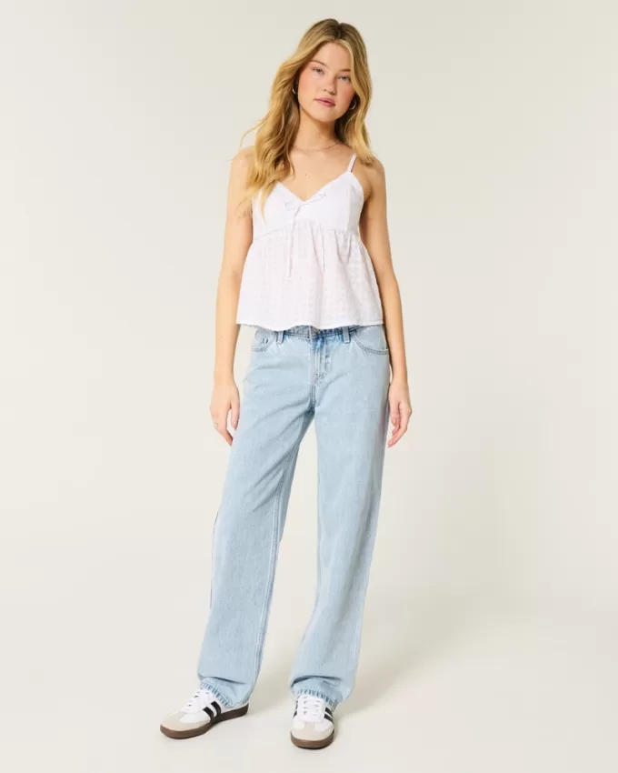 Low-Rise Light Wash Loose Jeans,Low-Rise Light Wash Loose Jeans