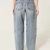 Low-Rise Light Wash Paint Splatter Barrel Jeans,Low-Rise Light Wash Paint Splatter Barrel Jeans