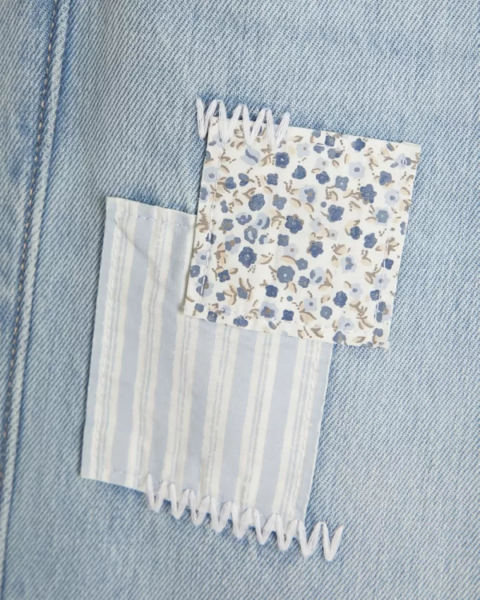 Low-Rise Light Wash Patchwork Baggy Jeans,Low-Rise Light Wash Patchwork Baggy Jeans