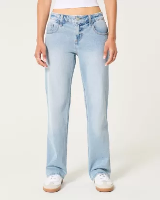 Low-Rise Light Wash Relaxed Straight Jeans,Low-Rise Light Wash Relaxed Straight Jeans
