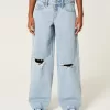 Low-Rise Light Wash Ripped Super Baggy Jeans,Low-Rise Light Wash Ripped Super Baggy Jeans