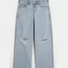 Low-Rise Light Wash Ripped Super Baggy Jeans,Low-Rise Light Wash Ripped Super Baggy Jeans