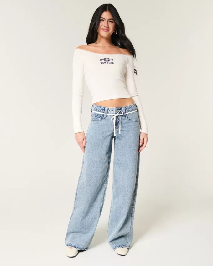 Low-Rise Light Wash Shoelace Super Baggy Jeans,Low-Rise Light Wash Shoelace Super Baggy Jeans