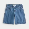 Low-Rise Medium Dark Wash Baggy Jort,Low-Rise Medium Dark Wash Baggy Jort