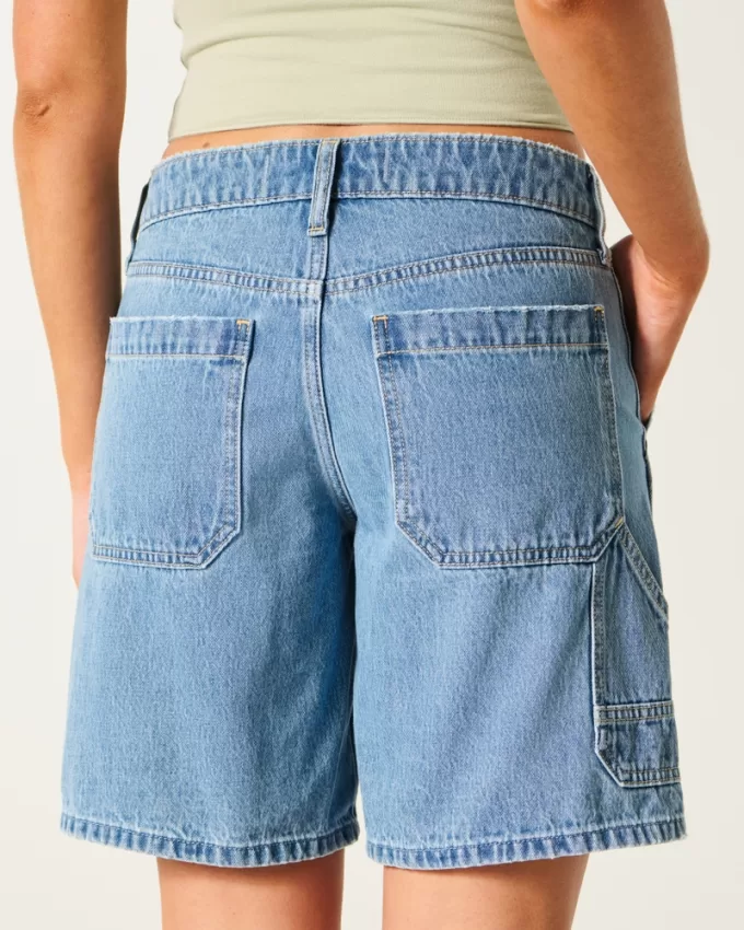 Low-Rise Medium Wash Baggy Carpenter Jort,Low-Rise Medium Wash Baggy Carpenter Jort