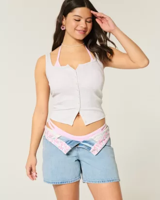 Low-Rise Medium Wash Baggy Denim Shorts 5″,Low-Rise Medium Wash Baggy Denim Shorts 5″