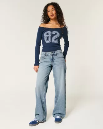 Low-Rise Medium Wash Baggy Jeans,Low-Rise Medium Wash Baggy Jeans