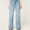 Low-Rise Medium Wash Eyelet Bow Loose Jeans,Low-Rise Medium Wash Eyelet Bow Loose Jeans