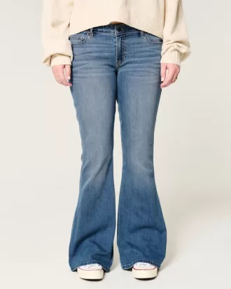Low-Rise Medium Wash Flare Jeans,Low-Rise Medium Wash Flare Jeans