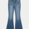 Low-Rise Medium Wash Flare Jeans,Low-Rise Medium Wash Flare Jeans