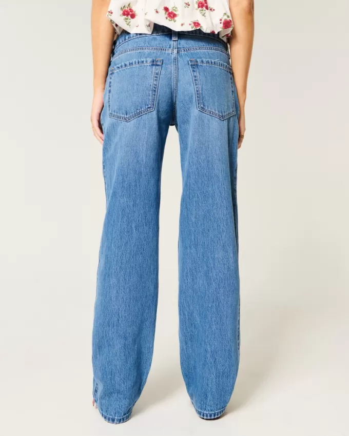 Low-Rise Medium Wash Loose Jeans,Low-Rise Medium Wash Loose Jeans