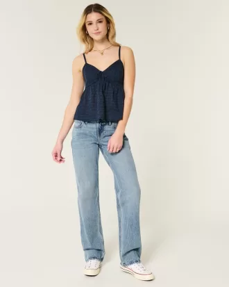 Low-Rise Medium Wash Loose Jeans,Low-Rise Medium Wash Loose Jeans