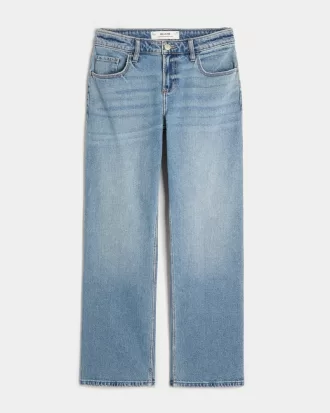 Low-Rise Medium Wash Relaxed Straight Jeans,Low-Rise Medium Wash Relaxed Straight Jeans