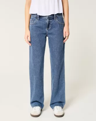Low-Rise Medium Wash Relaxed Straight Jeans,Low-Rise Medium Wash Relaxed Straight Jeans