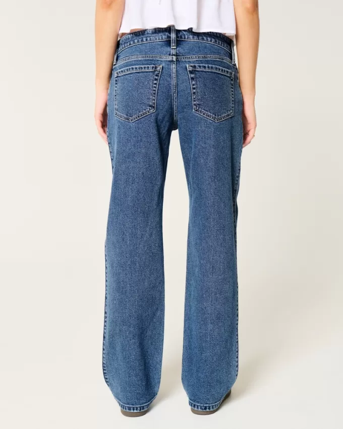 Low-Rise Medium Wash Relaxed Straight Jeans,Low-Rise Medium Wash Relaxed Straight Jeans