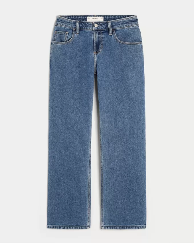 Low-Rise Medium Wash Relaxed Straight Jeans,Low-Rise Medium Wash Relaxed Straight Jeans