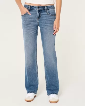 Low-Rise Medium Wash Relaxed Straight Jeans,Low-Rise Medium Wash Relaxed Straight Jeans
