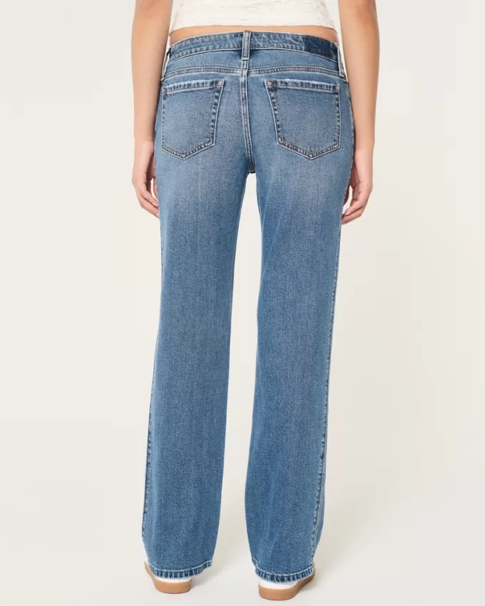 Low-Rise Medium Wash Relaxed Straight Jeans,Low-Rise Medium Wash Relaxed Straight Jeans