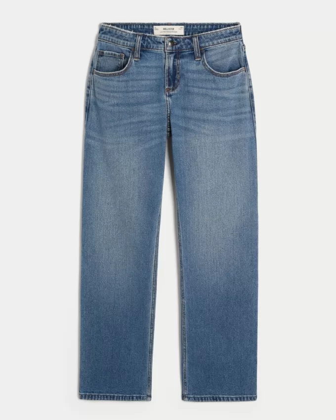 Low-Rise Medium Wash Relaxed Straight Jeans,Low-Rise Medium Wash Relaxed Straight Jeans